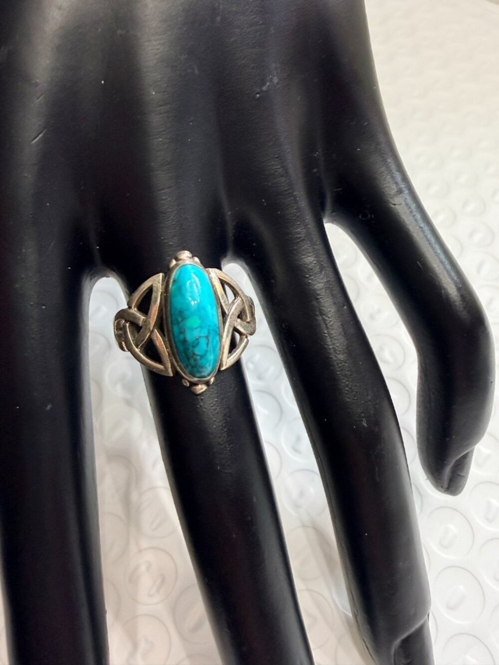 925 Sterling Silver Ring Faux Turquoise Jewelry Size 7 4G